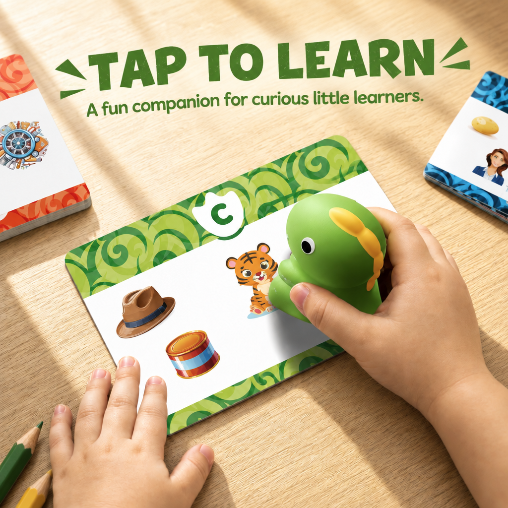 Snuggle Dinosaur Talking Flash Cards - tap to learn close-up
