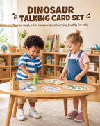 Snuggle Dinosaur Talking Flash Cards - dinosaur talking card set, two kids playing