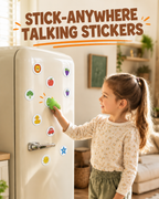 Snuggle Dinosaur Talking Flash Cards - stick-anywhere talking stickers on fridge