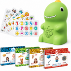 Snuggle Dinosaur Talking Flash Cards - hero shot with reader and cards