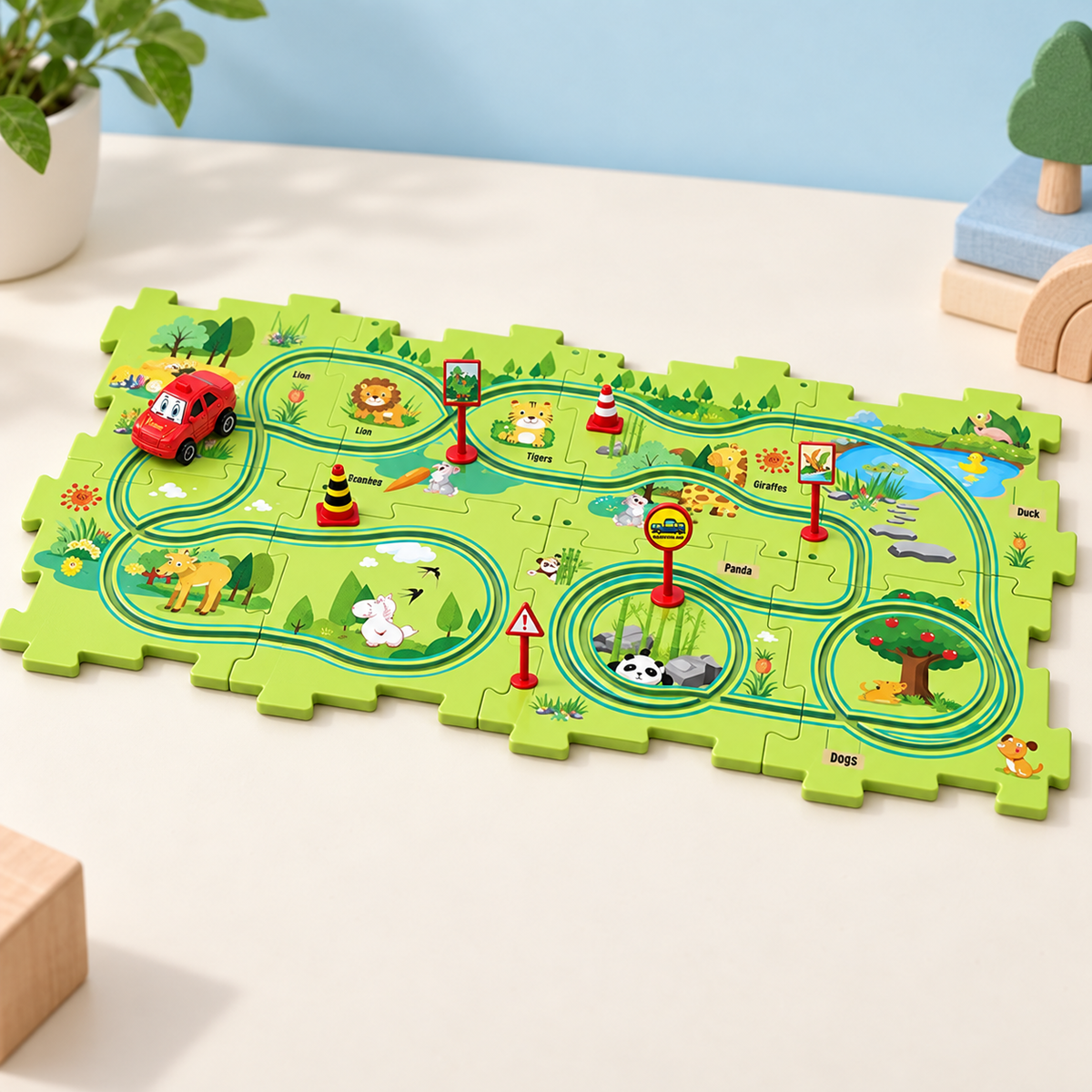 Puzzle Racer Set — Forest design example